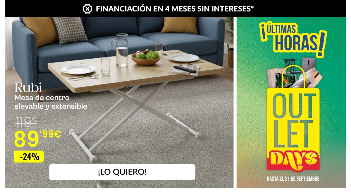 Mesa de centro Rubi elevable y extensible 36,5-74,5x57-114x100 cm